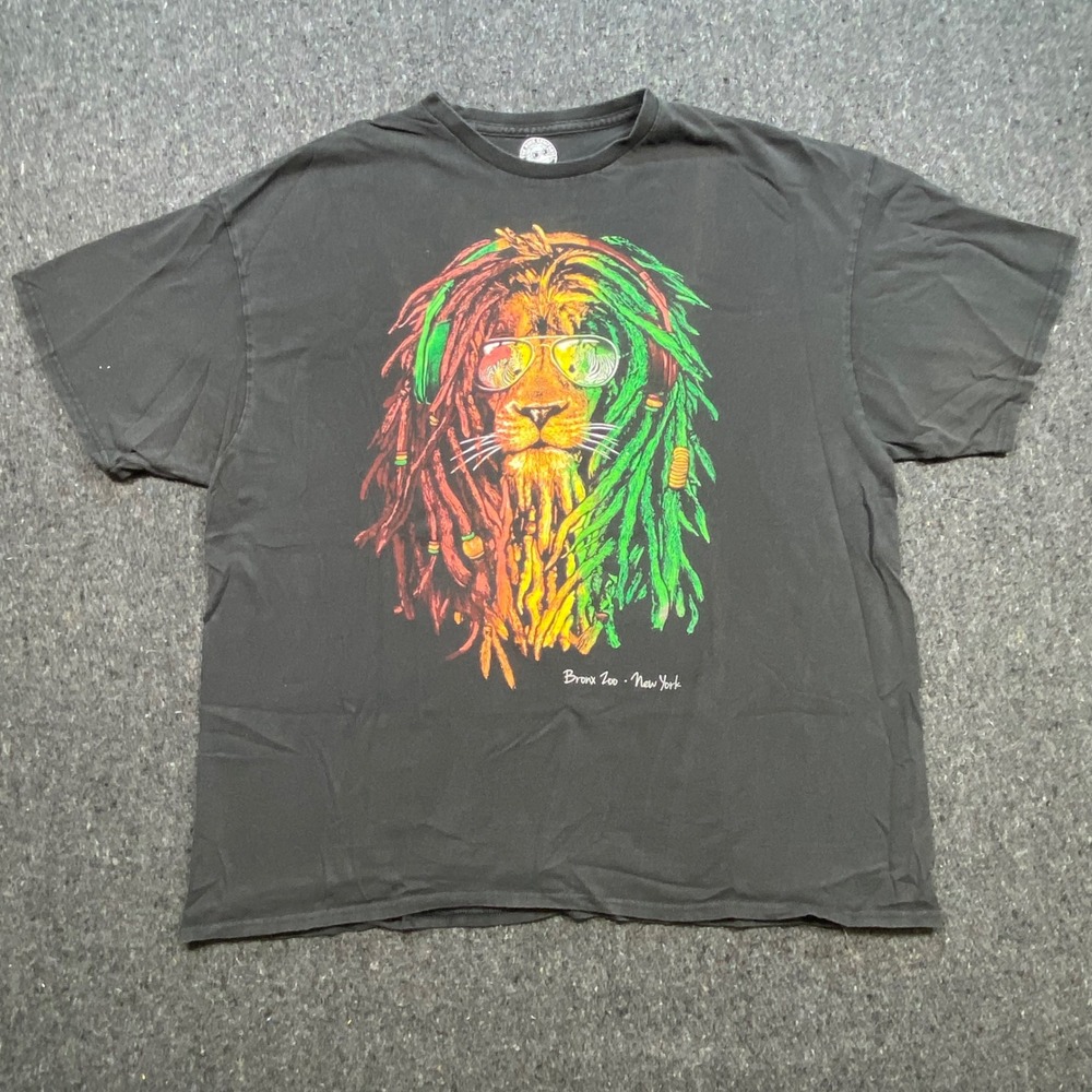 The Duck‎ Company Rasta Mens 2XL Bronx Zoo New York Lion Graphic T-Shirt Black